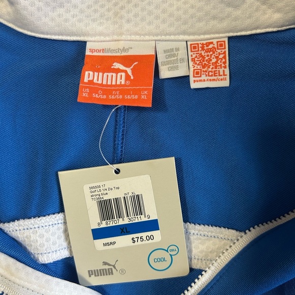 Puma Blue and White Golf Cool Cell Quarter-Zip Pull Over XL - Picture 2 of 10